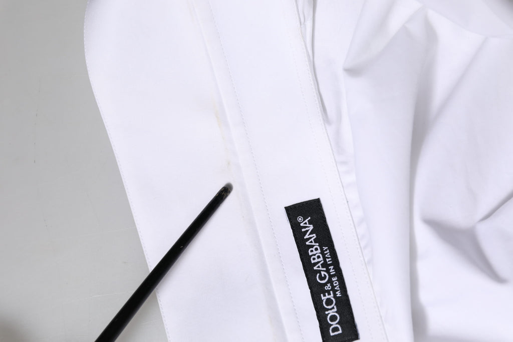 Dolce & Gabbana Weißes Baumwollhemd mit Kragen und langen Ärmeln