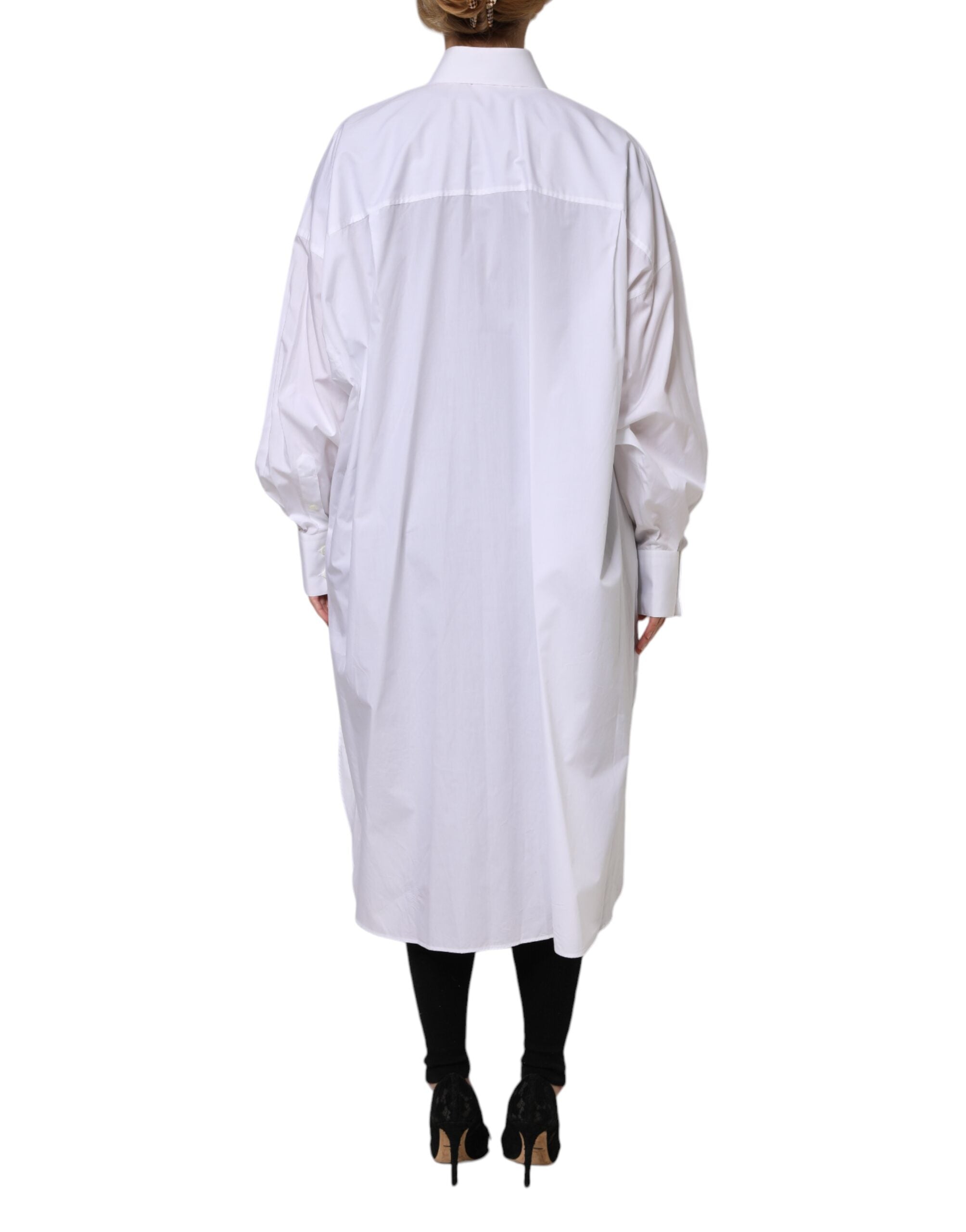 Dolce & Gabbana Weißes Baumwollhemd mit Kragen und langen Ärmeln