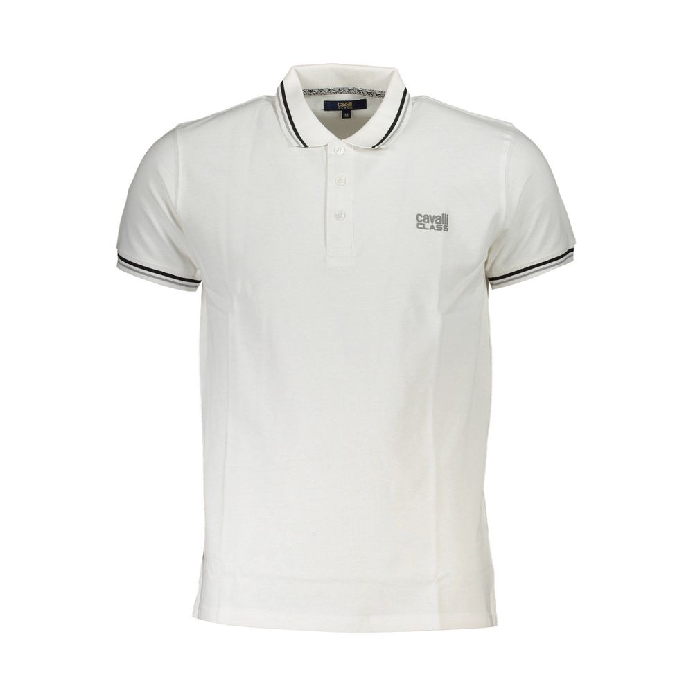 Cavalli Class Weißes Baumwoll-Poloshirt für Männer