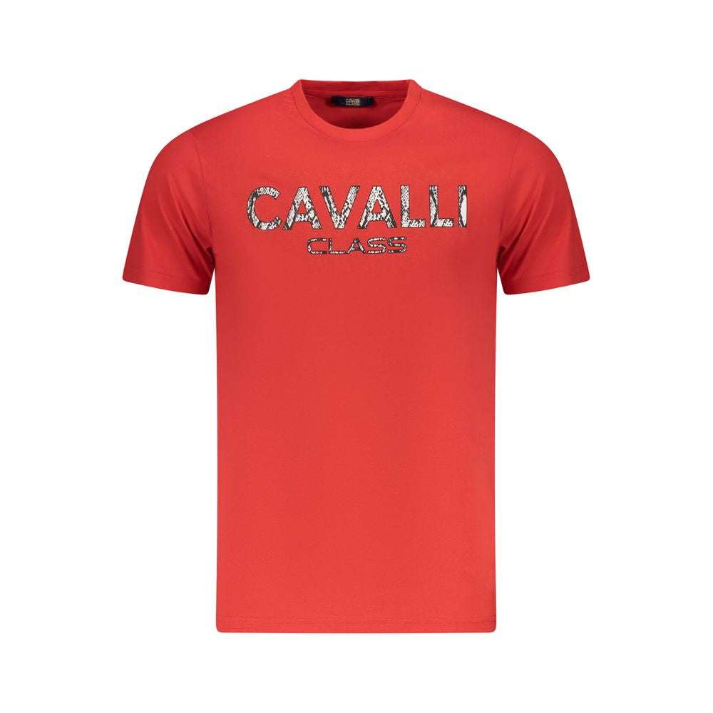 Cavalli Class Rotes Baumwolle Männer T-Shirt