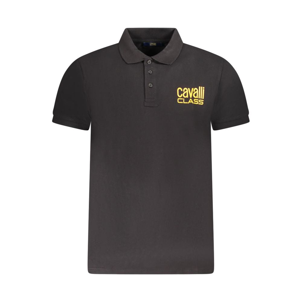 Cavalli Class Schwarzes Baumwoll-Poloshirt für Männer