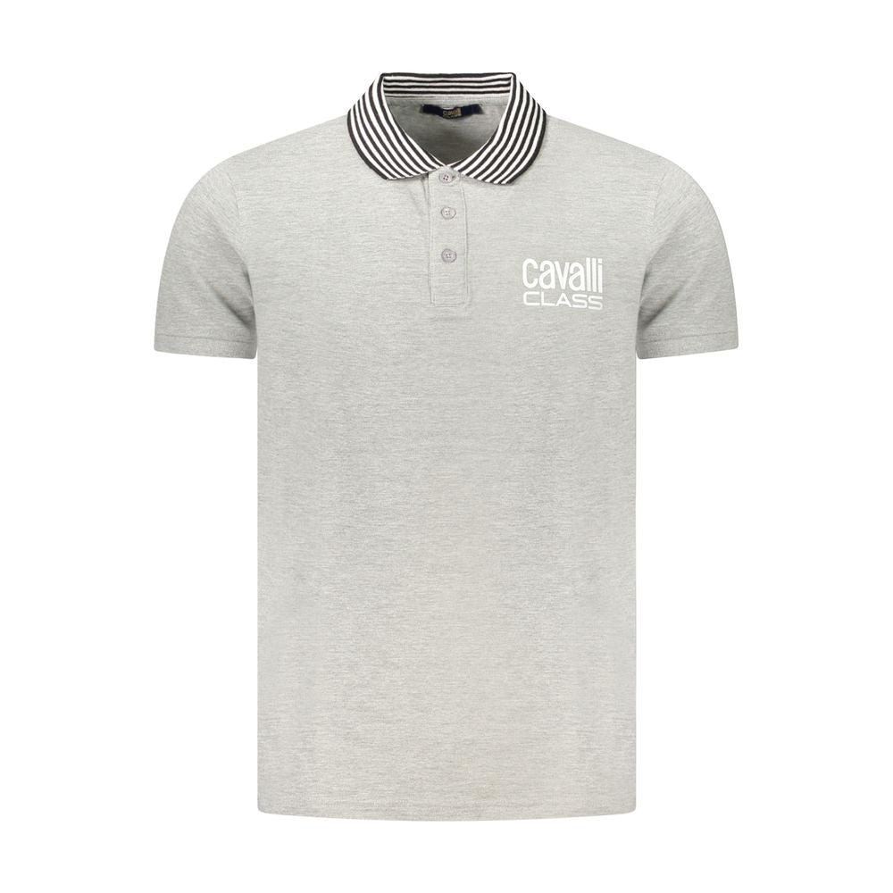 Cavalli Class Graues Baumwoll-Poloshirt