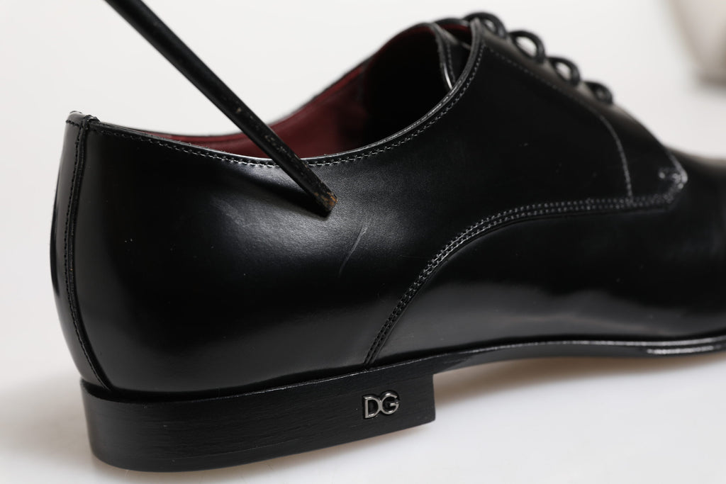 Dolce & Gabbana Schwarze Leder Schnürschuhe Derby Kleid Formelle Schuhe