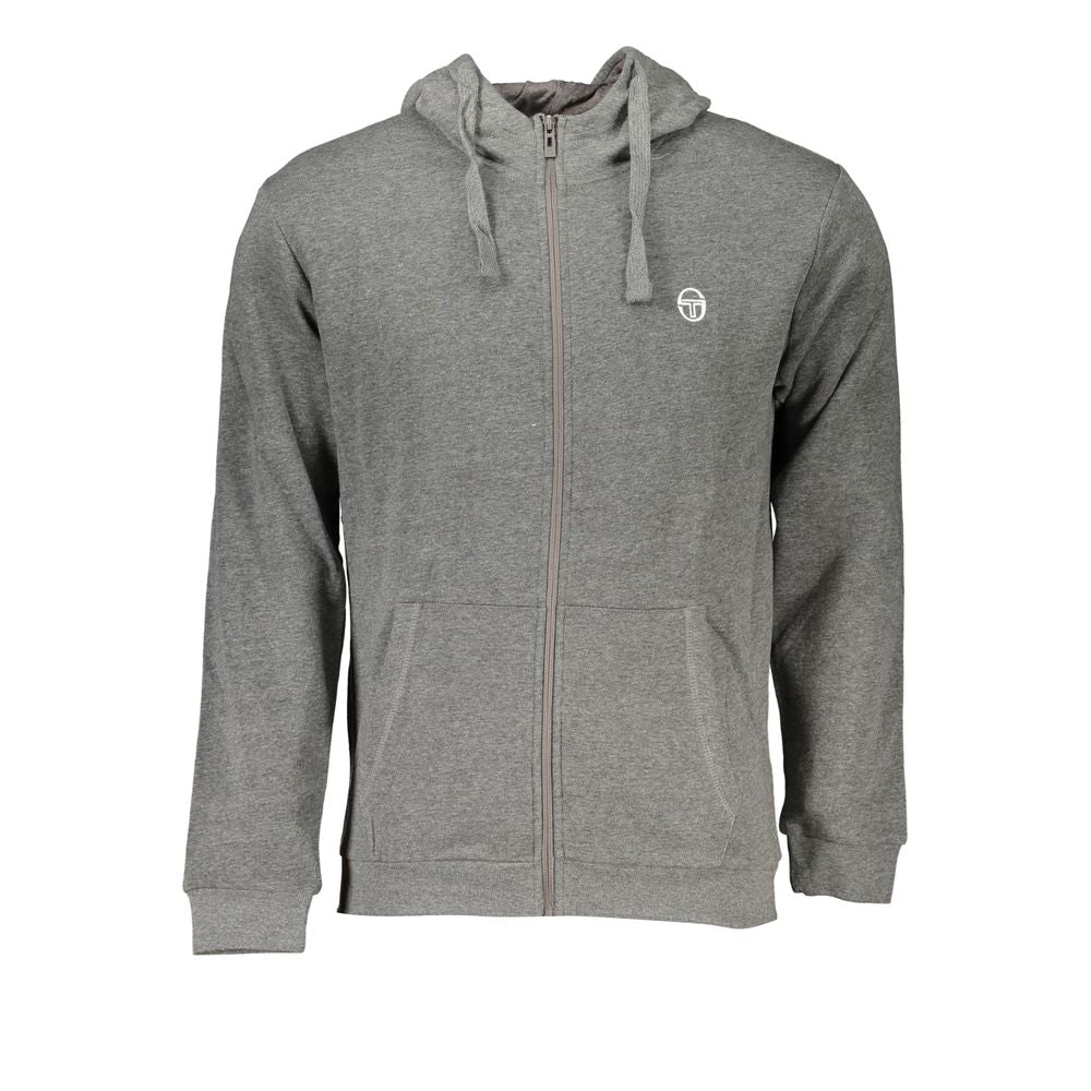 Sergio Tacchini Grauer Baumwollpullover mit Kapuze für Männer