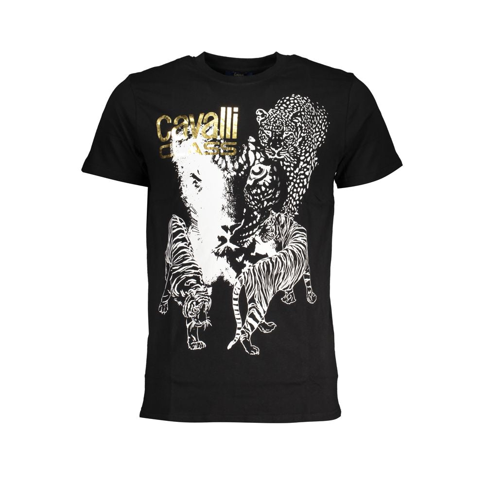 Cavalli Class Schwarzes T-Shirt aus Baumwolle