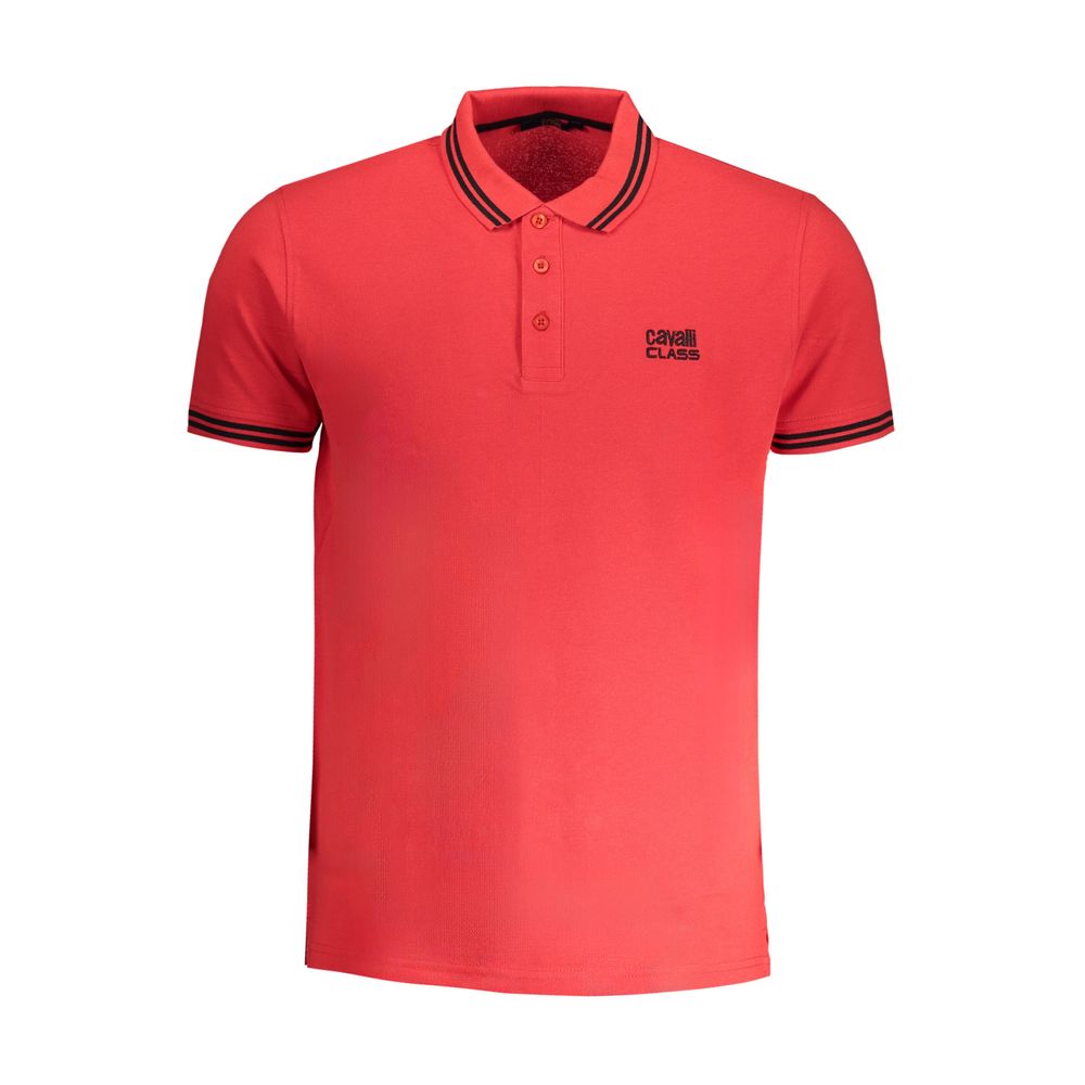 Cavalli Class Rotes Baumwoll-Poloshirt