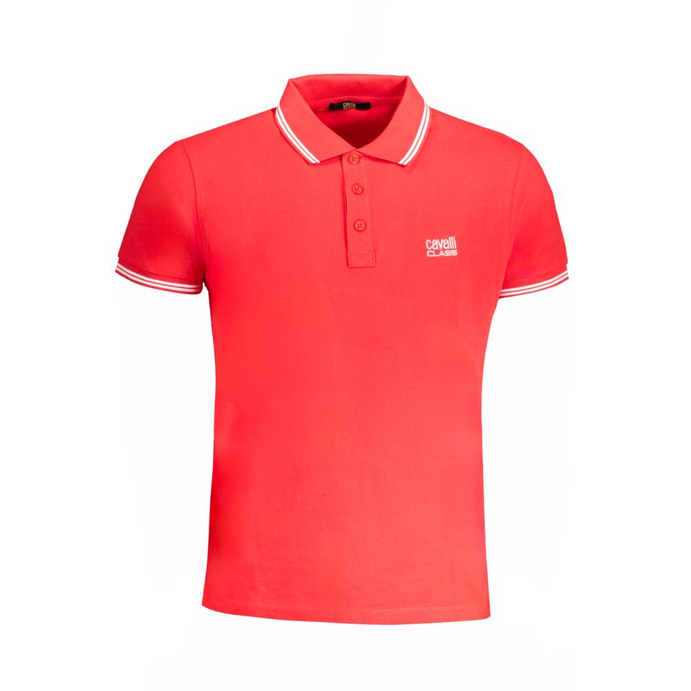 Cavalli Class Rotes Baumwoll-Poloshirt