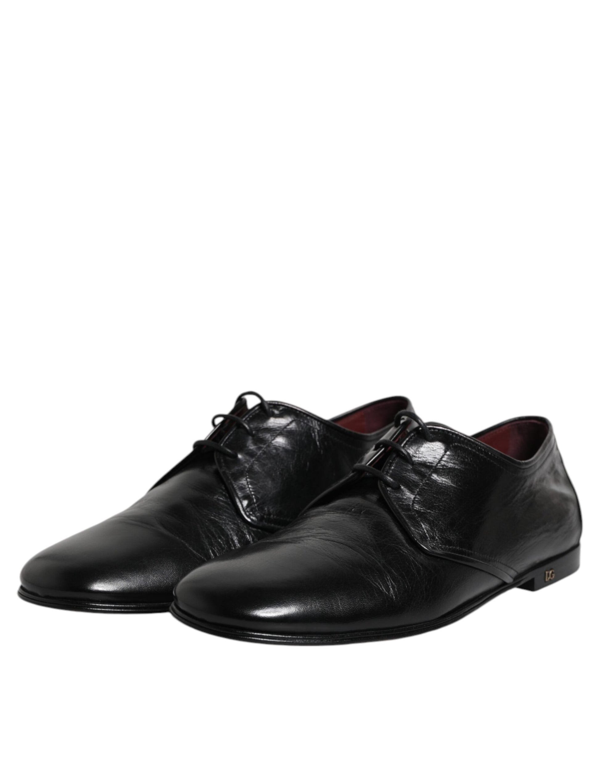Dolce & Gabbana Schwarze Leder Schnürschuhe Derby Kleid Formelle Schuhe