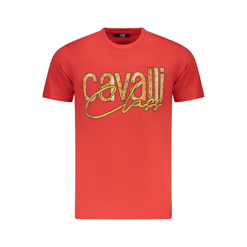 Cavalli Class Rotes Baumwolle Männer T-Shirt