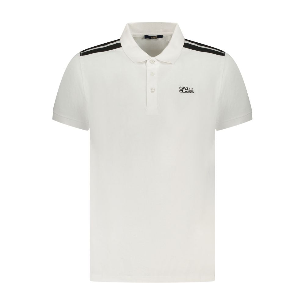 Cavalli Class Weißes Baumwoll-Poloshirt für Männer