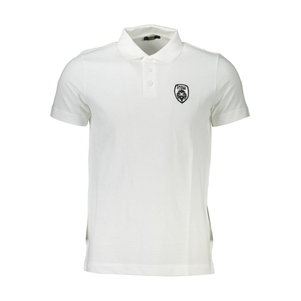 Cavalli Class Weißes Baumwoll-Poloshirt für Männer