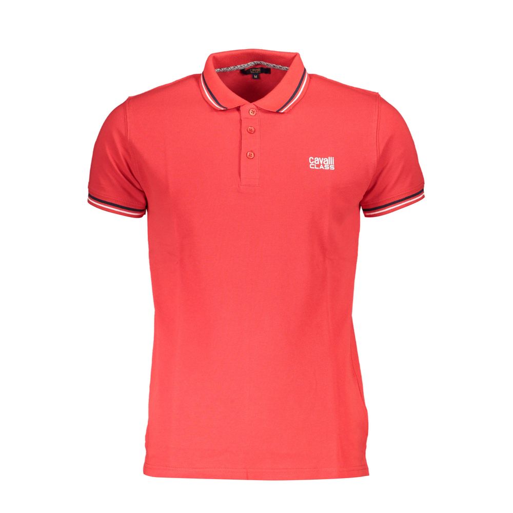 Cavalli Class Rotes Baumwoll-Poloshirt für Männer