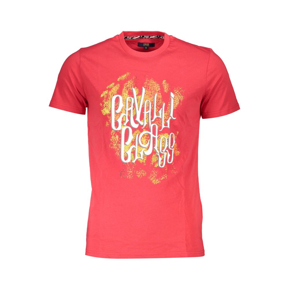 Cavalli Class Rotes Baumwolle Männer T-Shirt