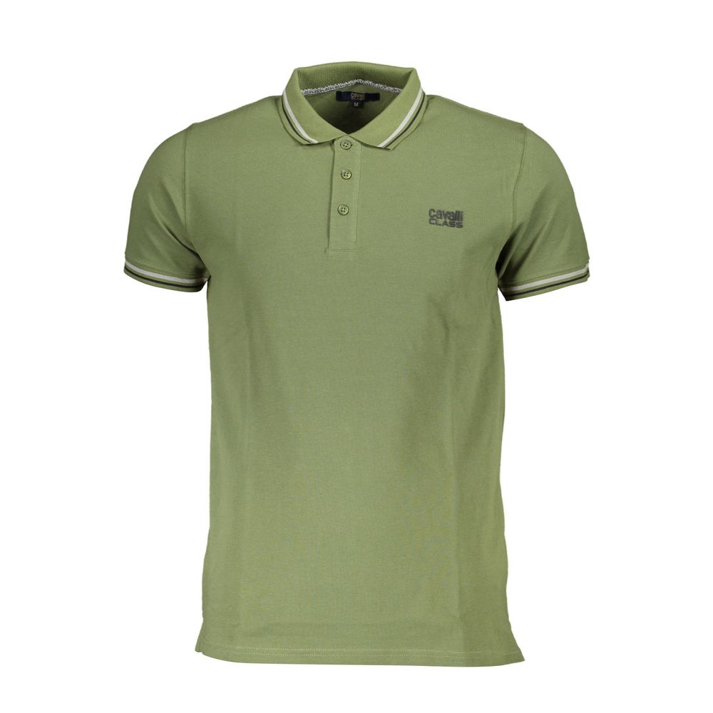 Cavalli Class Grünes Baumwoll-Poloshirt für Männer