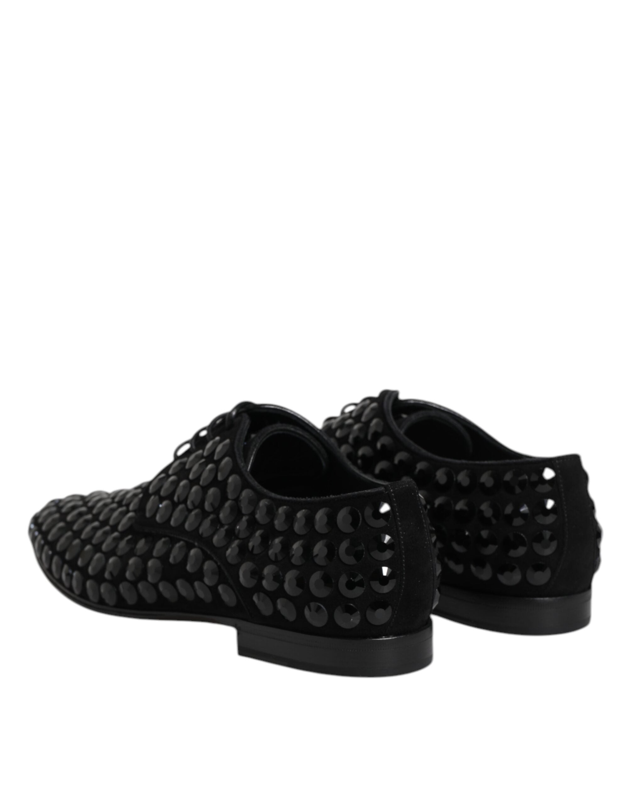 Dolce & Gabbana Schwarze Wildleder Strass Derby Formelle Schuhe