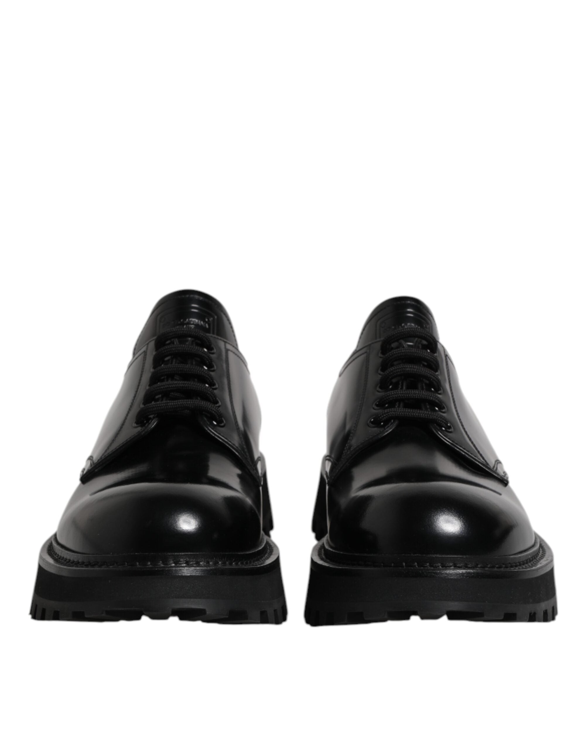 Dolce & Gabbana Schwarz Leder Lace Up Derby Männer Kleid Schuhe