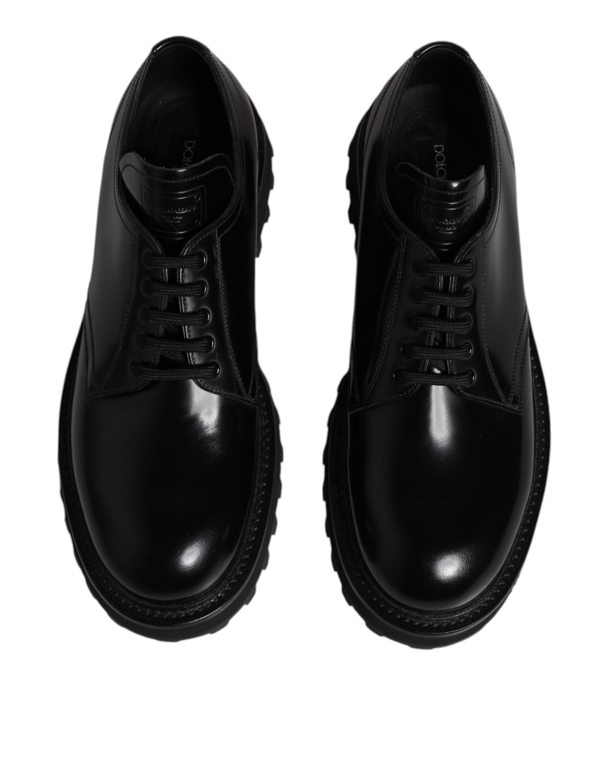 Dolce & Gabbana Schwarz Leder Lace Up Derby Männer Kleid Schuhe