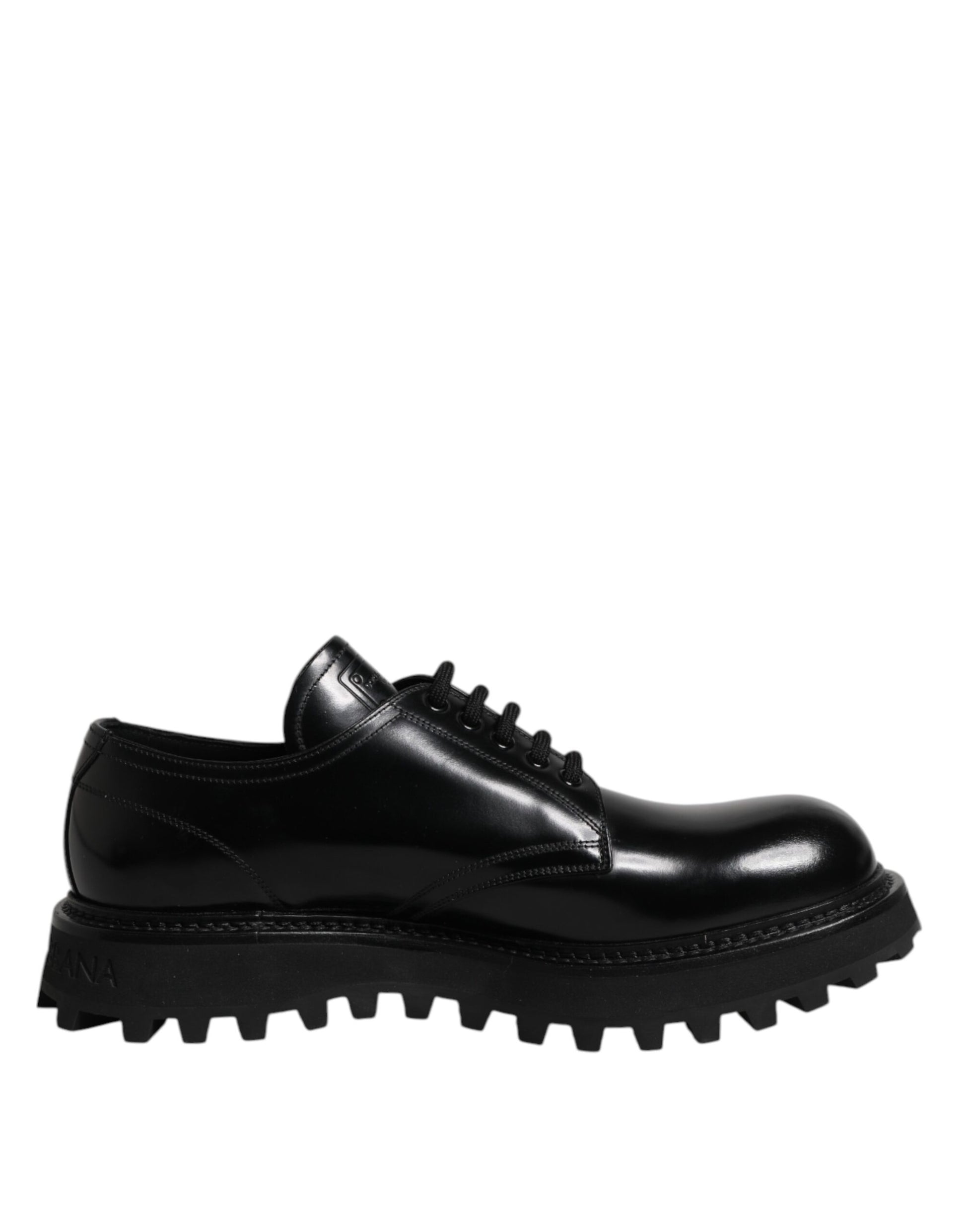 Dolce & Gabbana Schwarz Leder Lace Up Derby Männer Kleid Schuhe