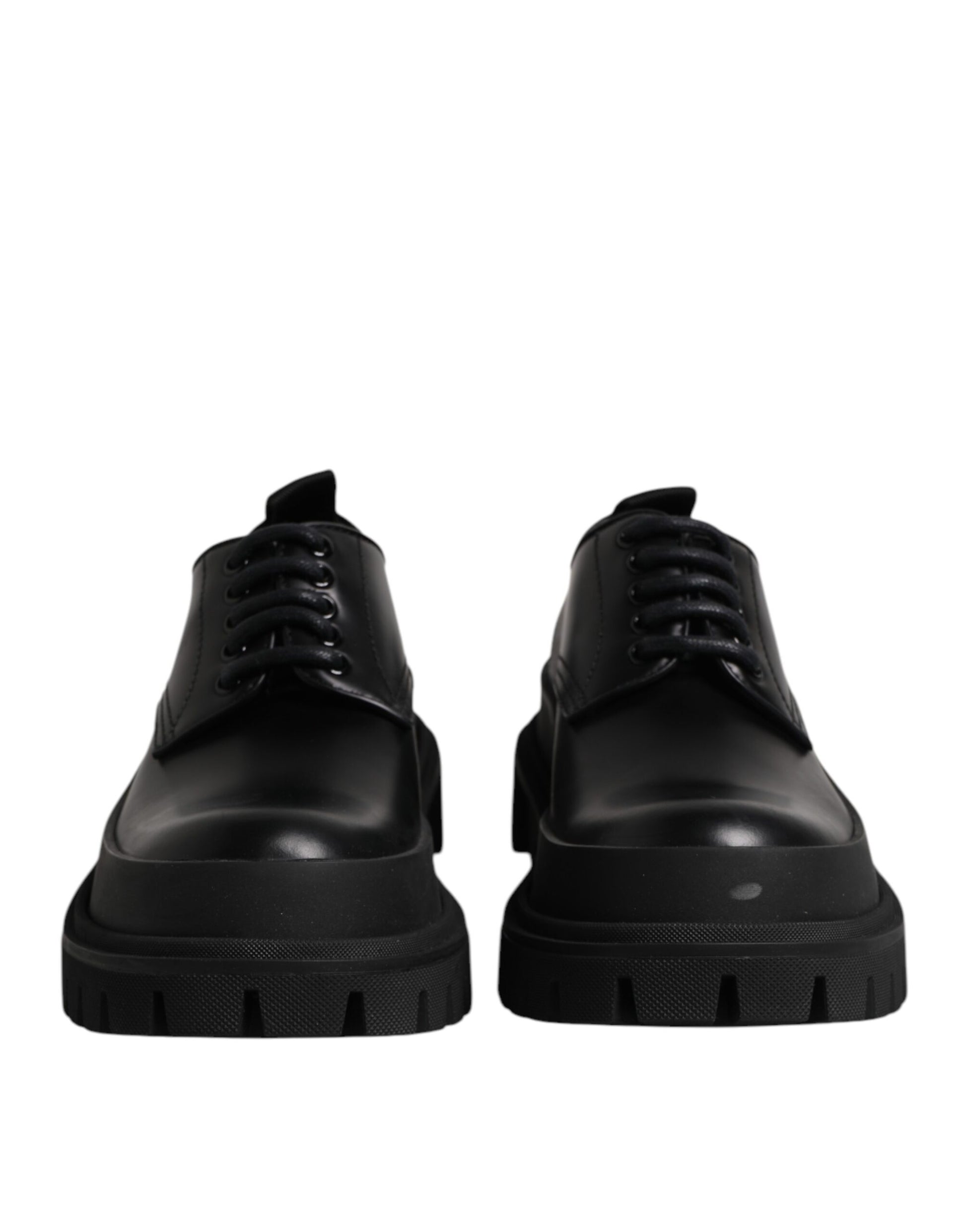 Dolce & Gabbana Schwarz Leder Lace Up Derby Männer Kleid Schuhe