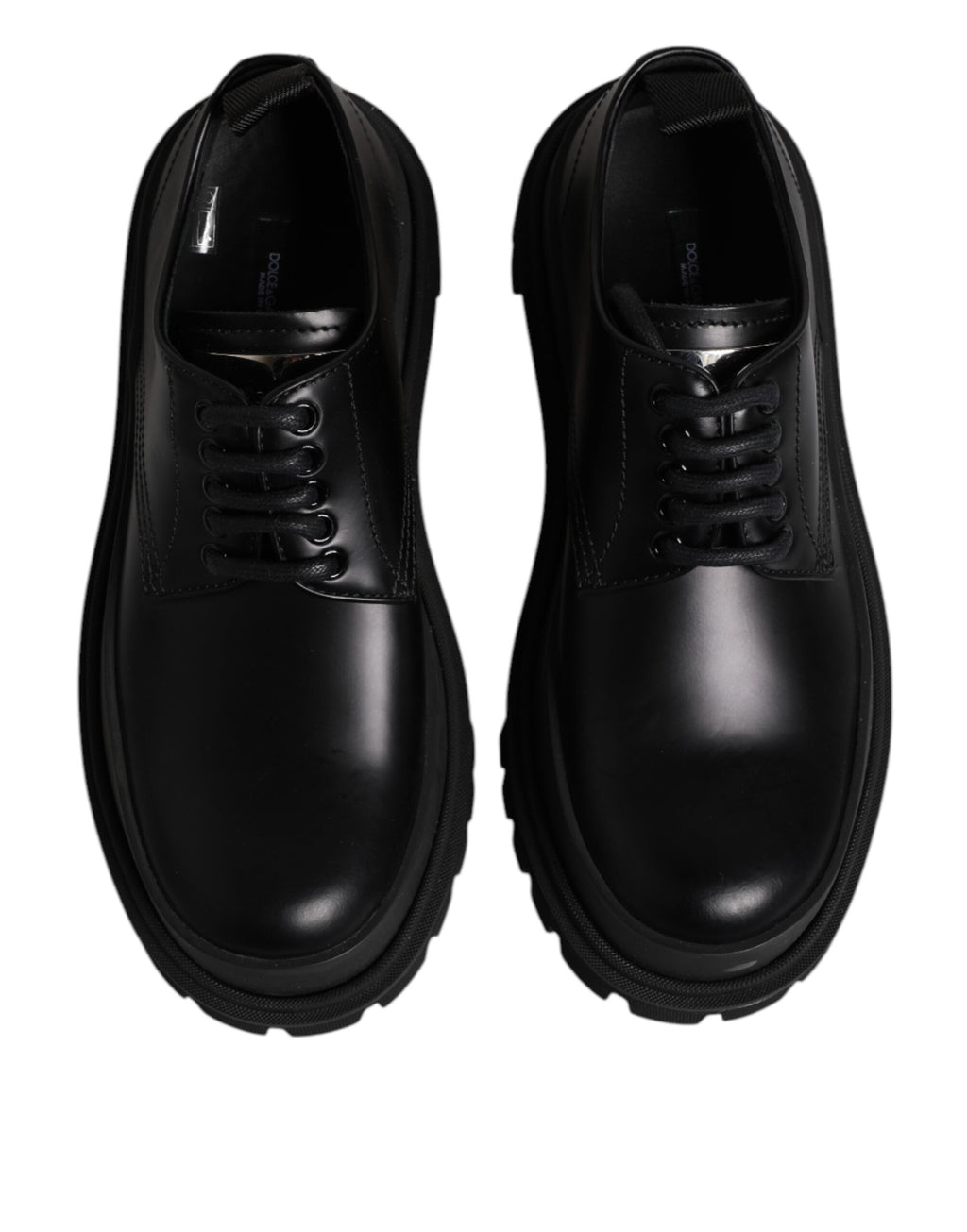 Dolce & Gabbana Schwarz Leder Lace Up Derby Männer Kleid Schuhe