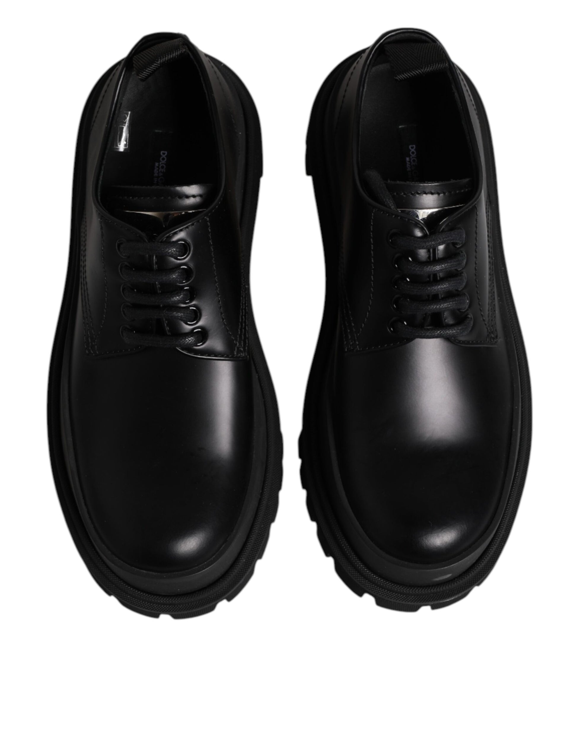 Dolce & Gabbana Schwarz Leder Lace Up Derby Männer Kleid Schuhe