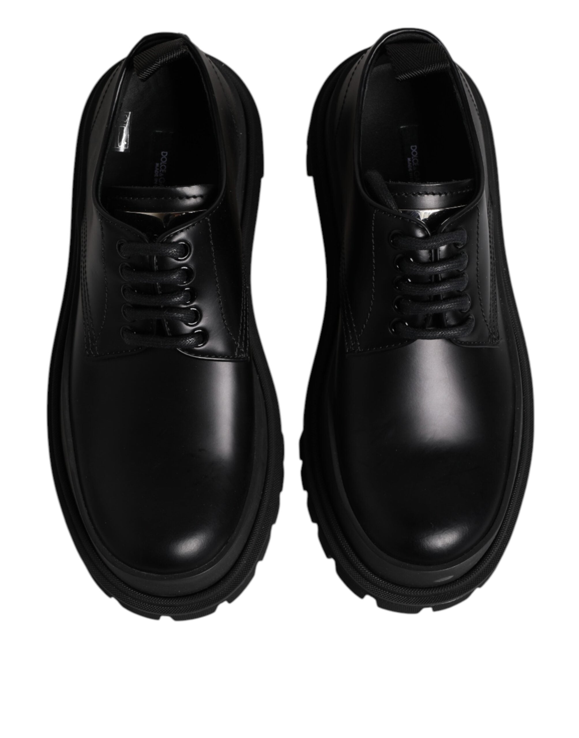 Dolce & Gabbana Schwarz Leder Lace Up Derby Männer Kleid Schuhe