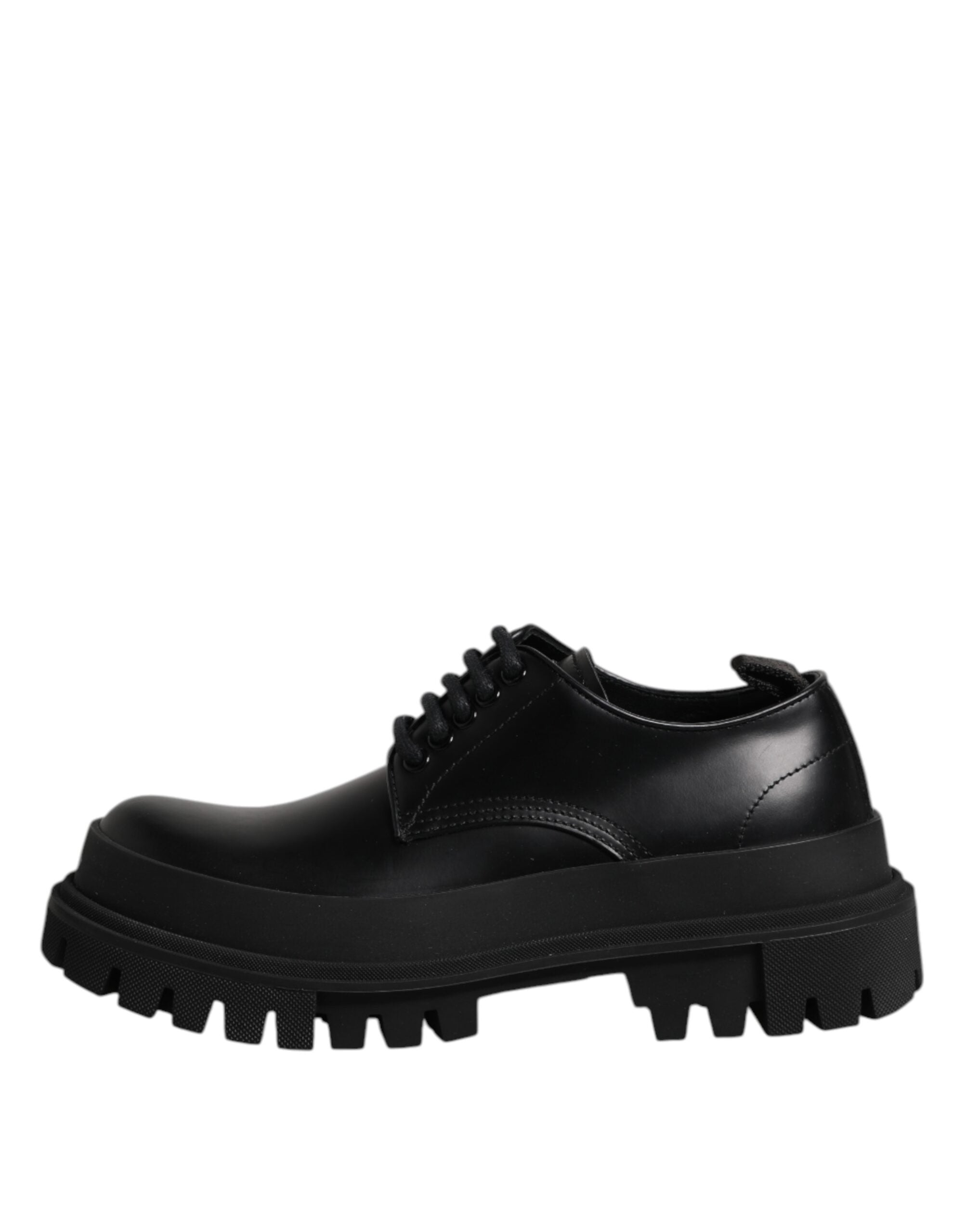 Dolce & Gabbana Schwarz Leder Lace Up Derby Männer Kleid Schuhe