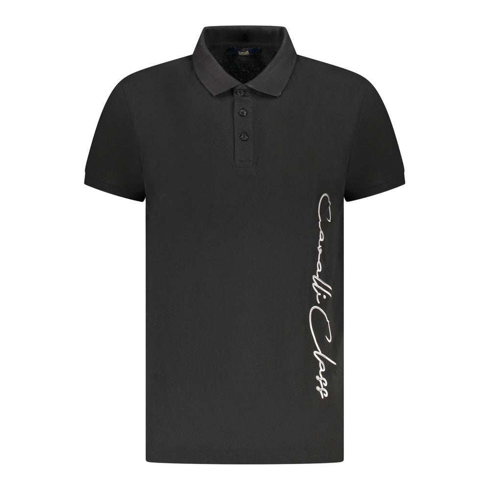 Cavalli Class Schwarzes Baumwoll-Poloshirt für Männer