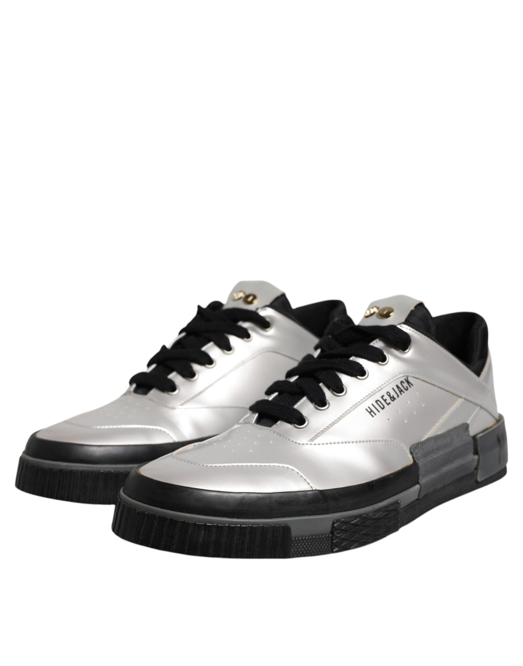 HIDE & JACK Metallic Silber Low Top Lace Up Sneakers Schuhe
