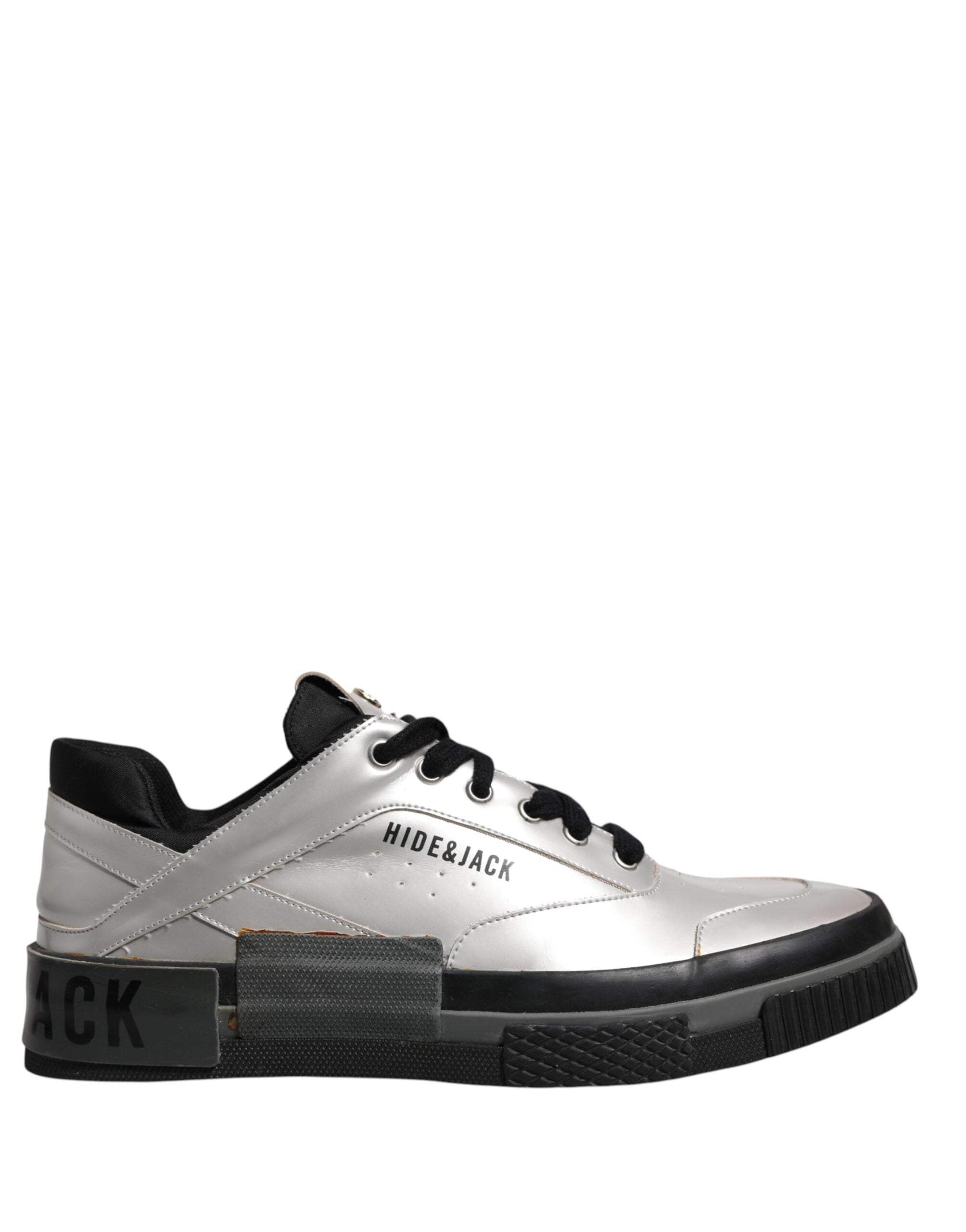 HIDE & JACK Metallic Silber Low Top Lace Up Sneakers Schuhe