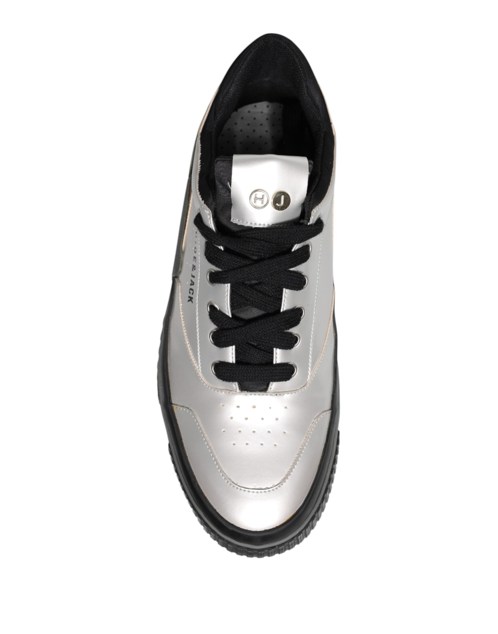 HIDE & JACK Metallic Silber Low Top Lace Up Sneakers Schuhe