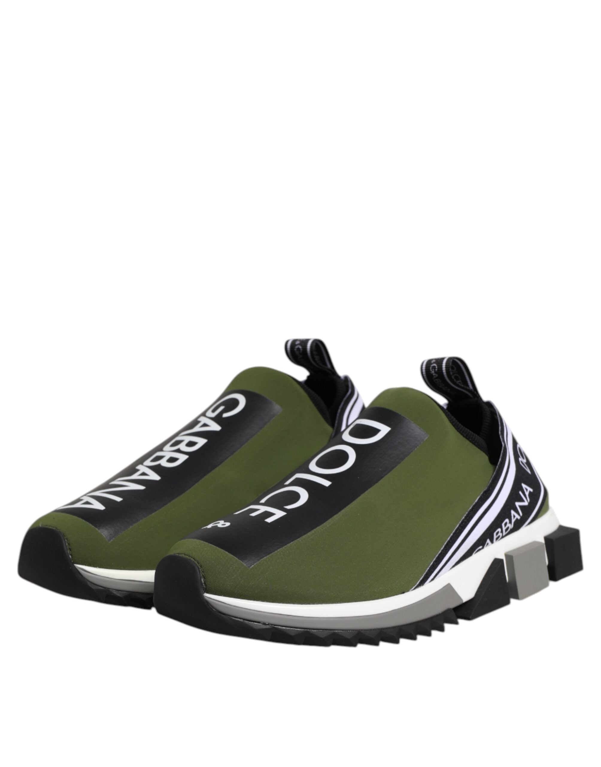 Dolce & Gabbana Grün Schwarz Slip On Sorrento Sneakers Schuhe