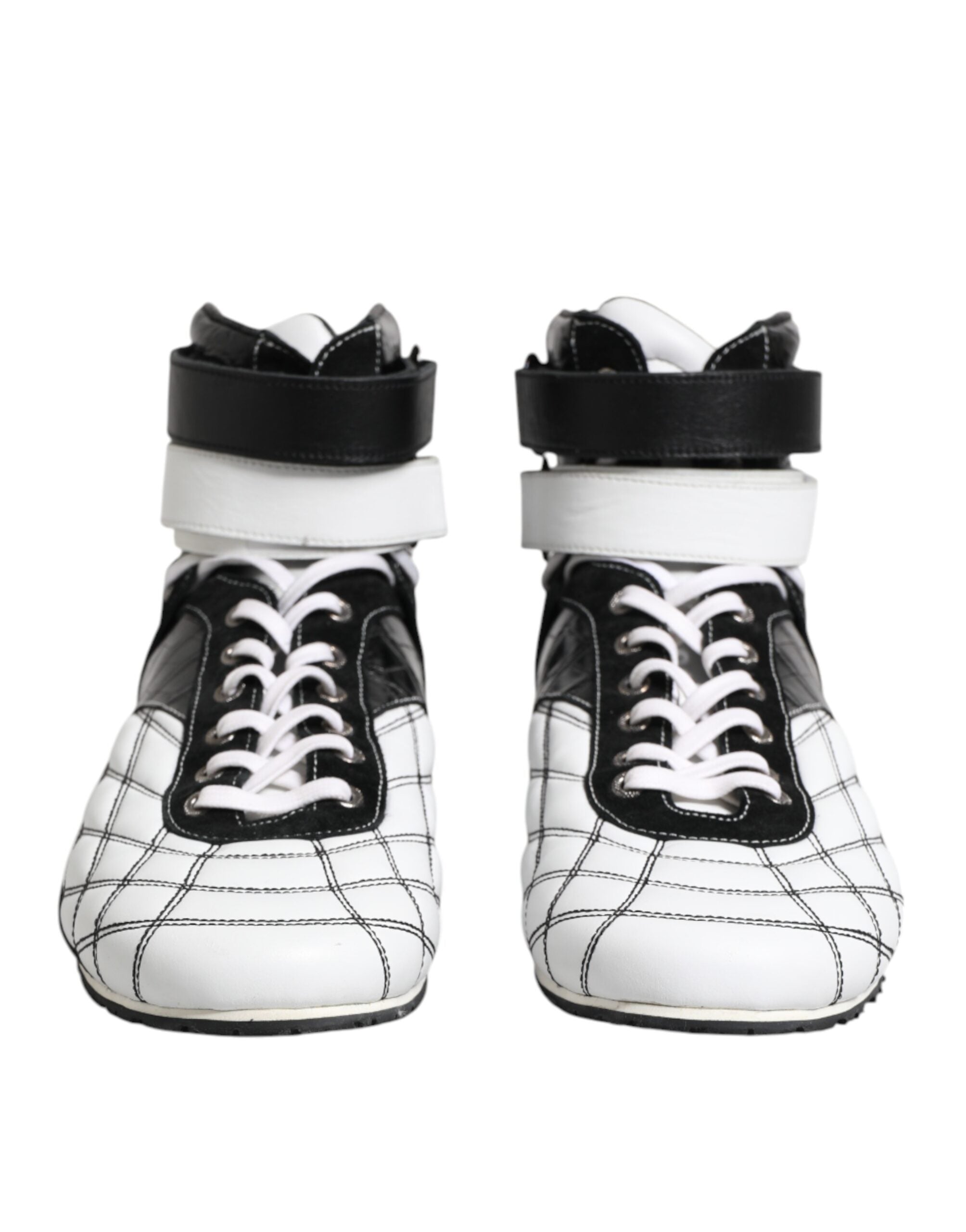 Dolce & Gabbana Schwarz Weiß Leder High Top Sneakers Schuhe