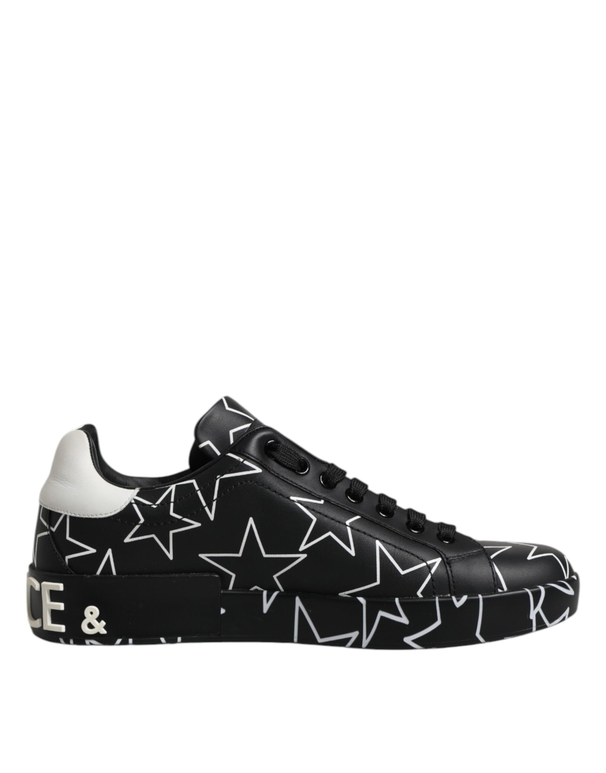 Dolce & Gabbana Schwarz Weiß Sterne Low Top Männer Turnschuhe Schuhe