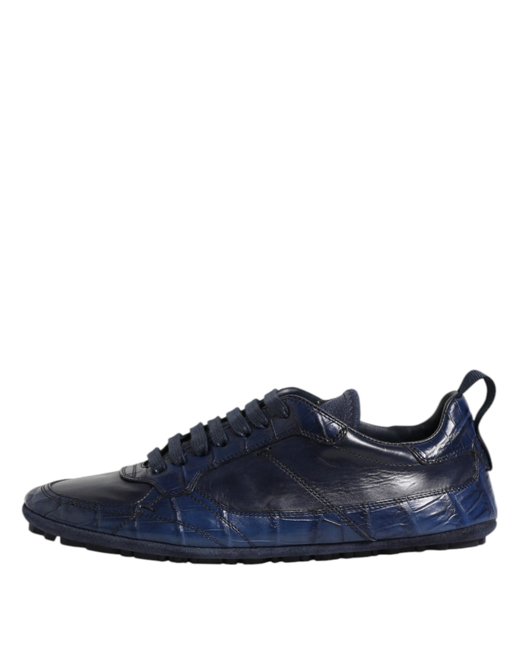 Dolce & Gabbana Dunkelblau Leder Low Top Männer Turnschuhe Schuhe