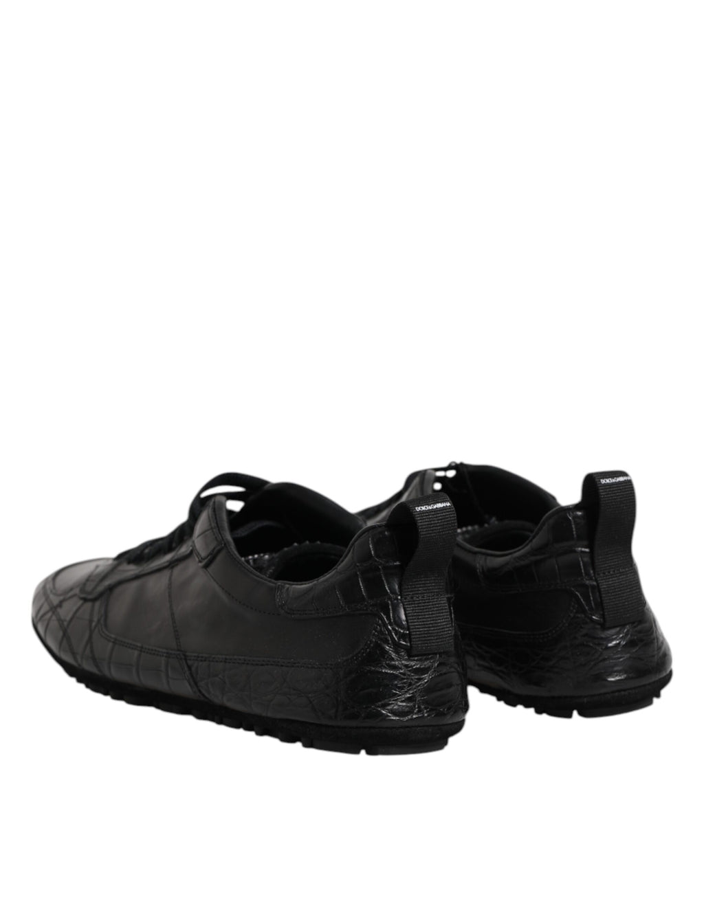 Dolce & Gabbana Schwarze Exotische Leder Low Top Sneakers Schuhe