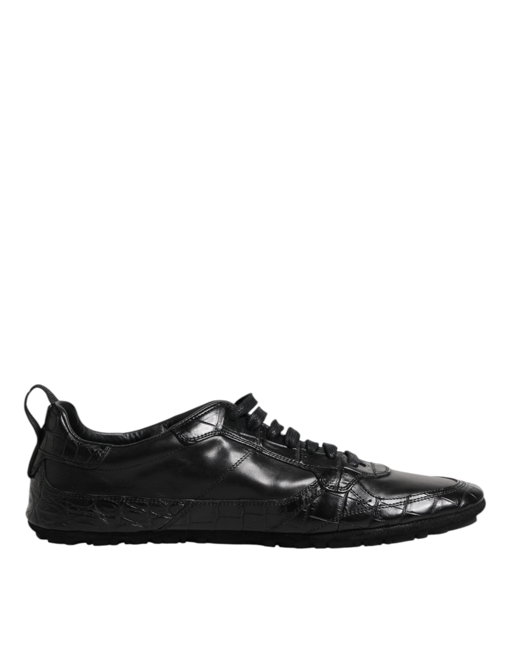 Dolce & Gabbana Schwarze Exotische Leder Low Top Sneakers Schuhe