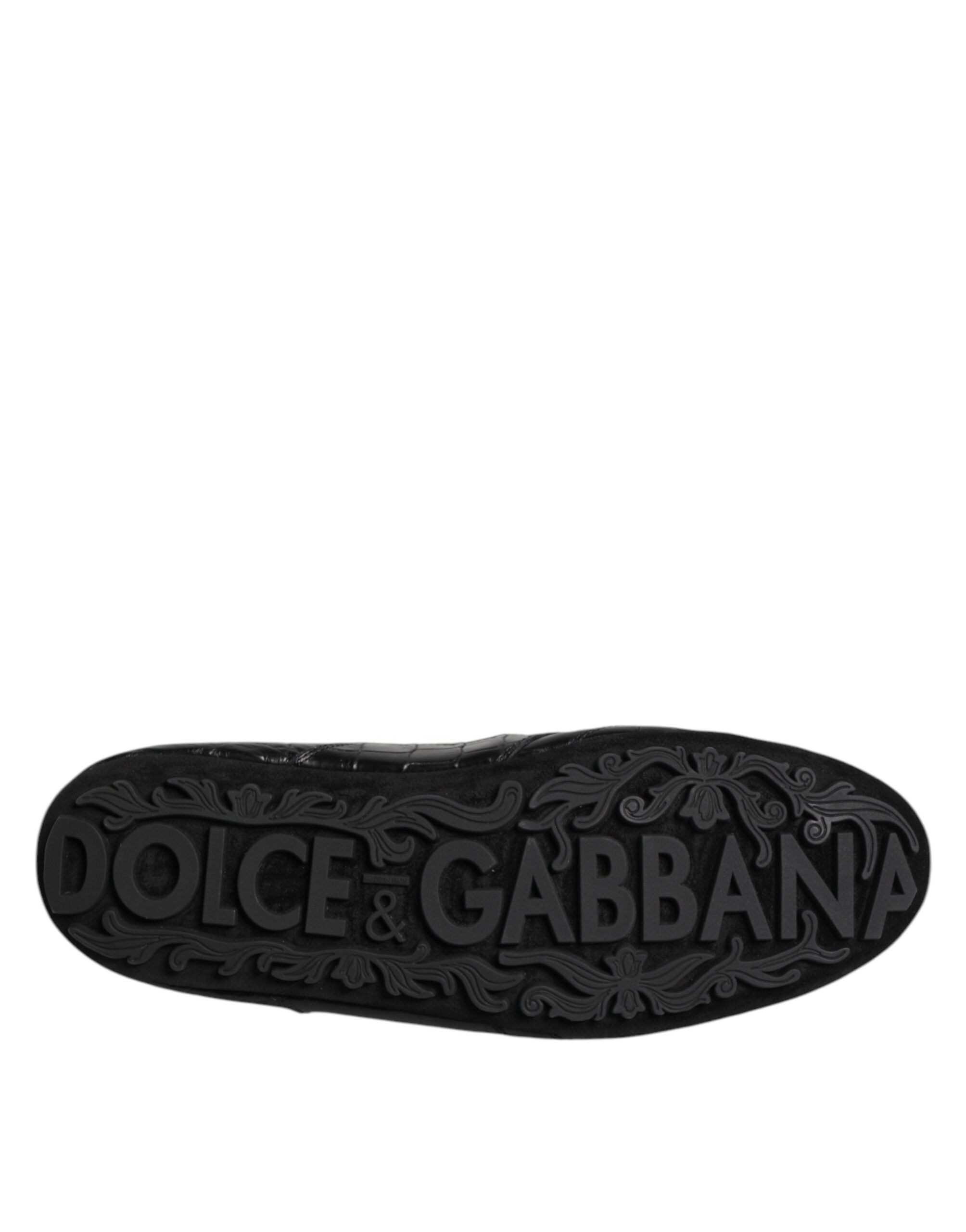 Dolce & Gabbana Schwarze Exotische Leder Low Top Sneakers Schuhe