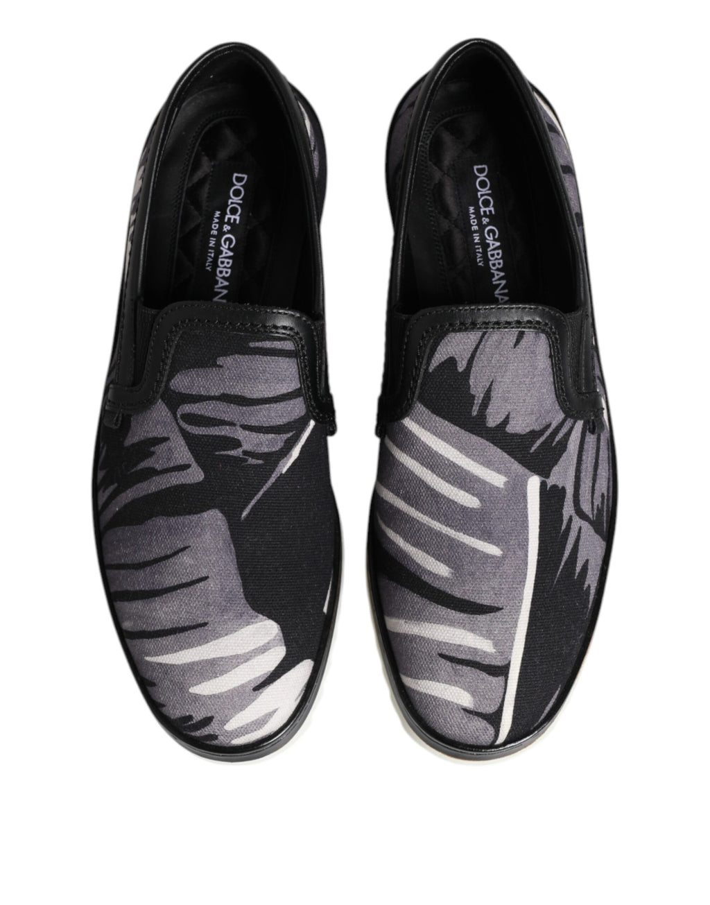 Dolce & Gabbana Schwarz Tropical Slip On Männer Turnschuhe Schuhe