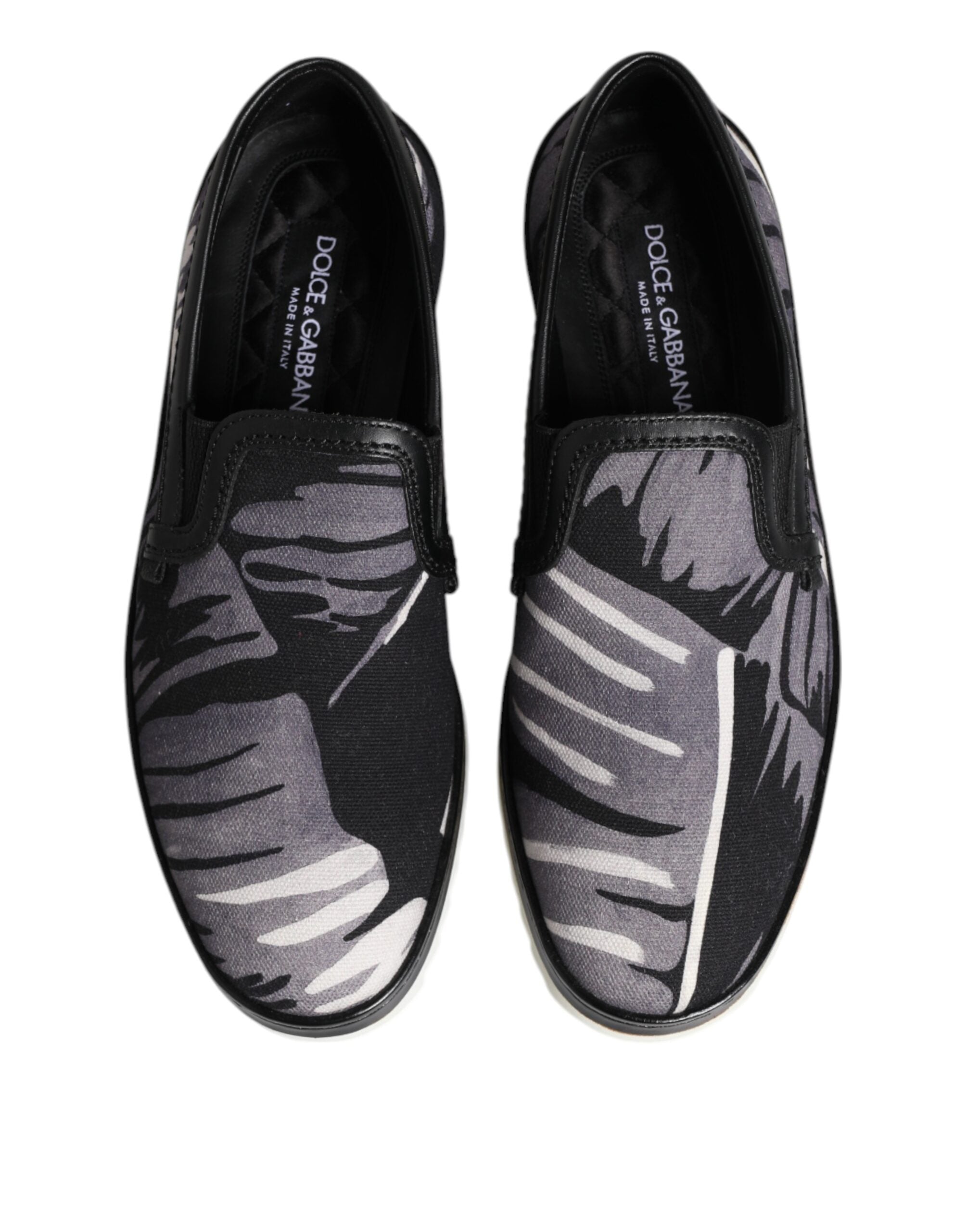 Dolce & Gabbana Schwarz Tropical Slip On Männer Turnschuhe Schuhe