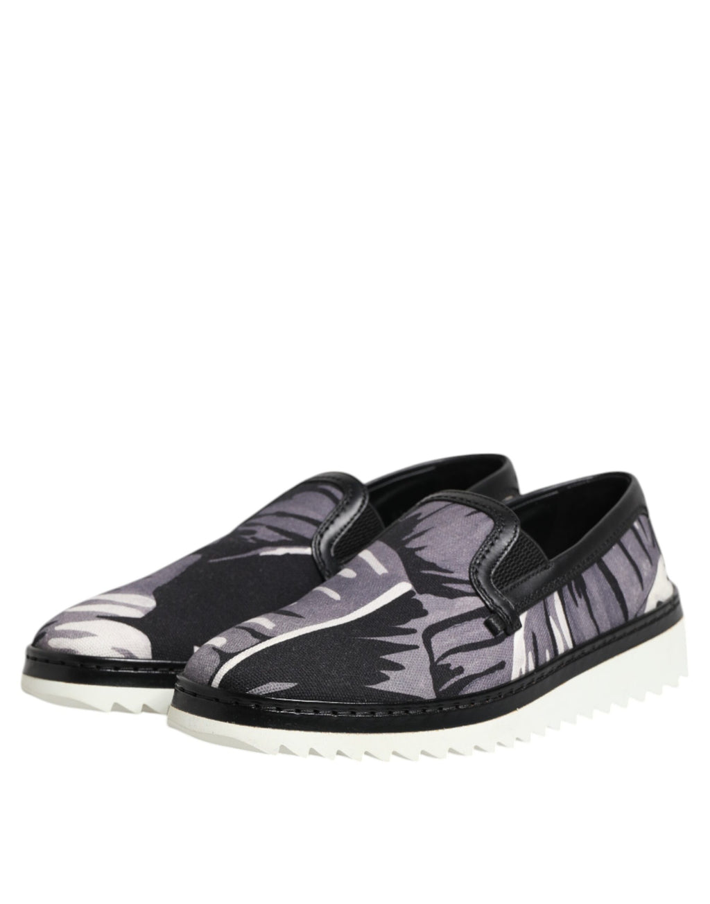 Dolce & Gabbana Schwarz Tropical Slip On Männer Turnschuhe Schuhe