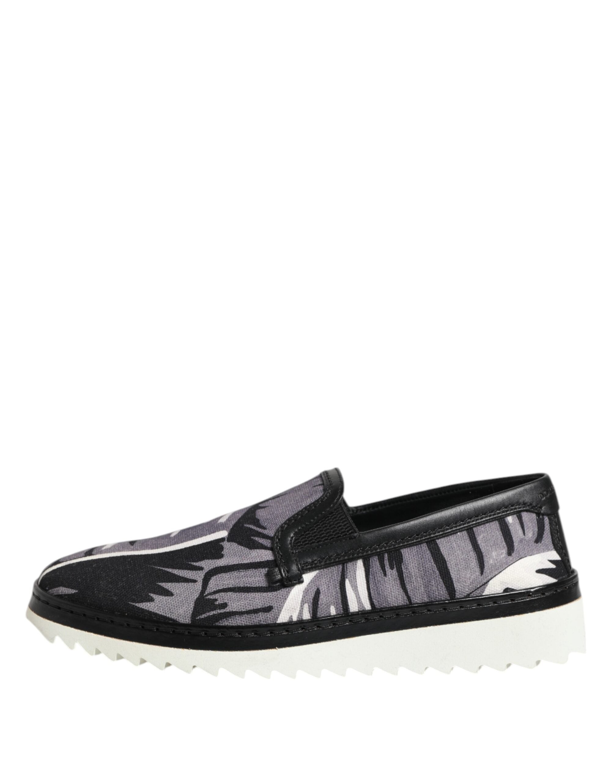 Dolce & Gabbana Schwarz Tropical Slip On Männer Turnschuhe Schuhe