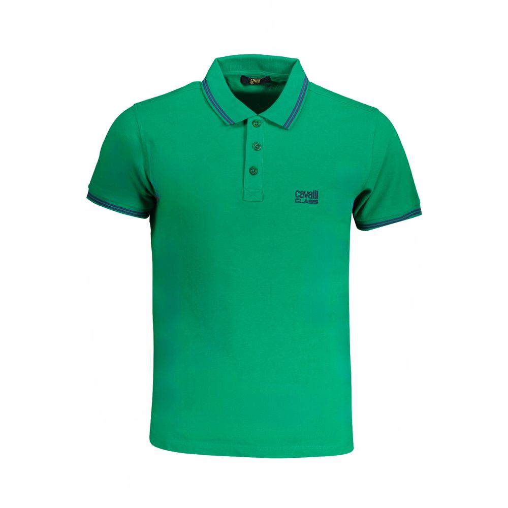 Cavalli Class Grünes Baumwoll-Poloshirt