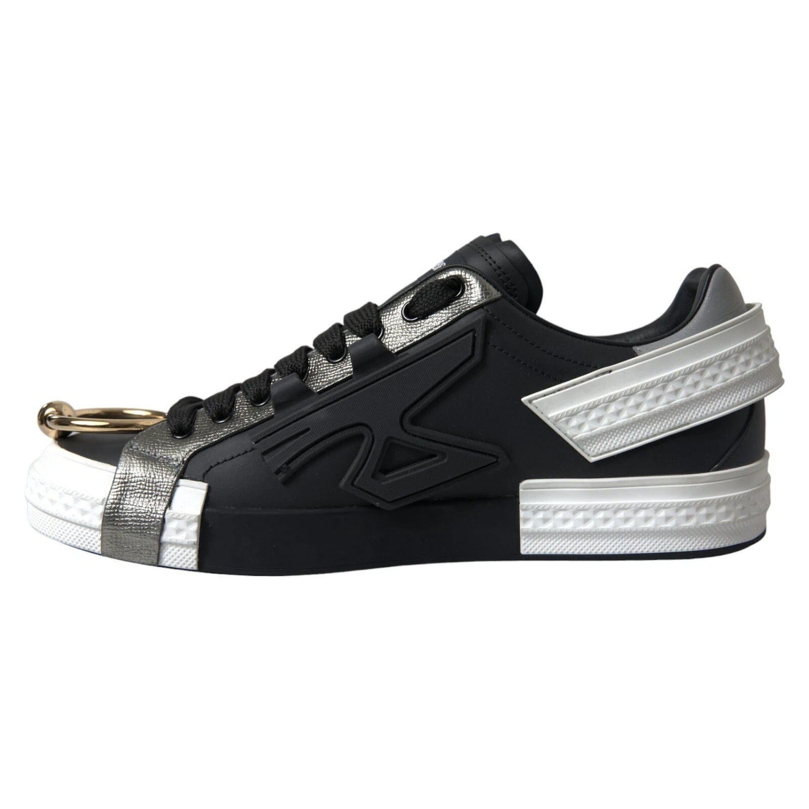 Dolce & Gabbana Schwarz Leder Low Top Sneakers Portofino Schuhe