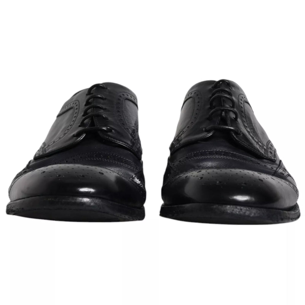 Dolce & Gabbana Dunkelblaue Leder Derby Wingtip Formelle Schuhe
