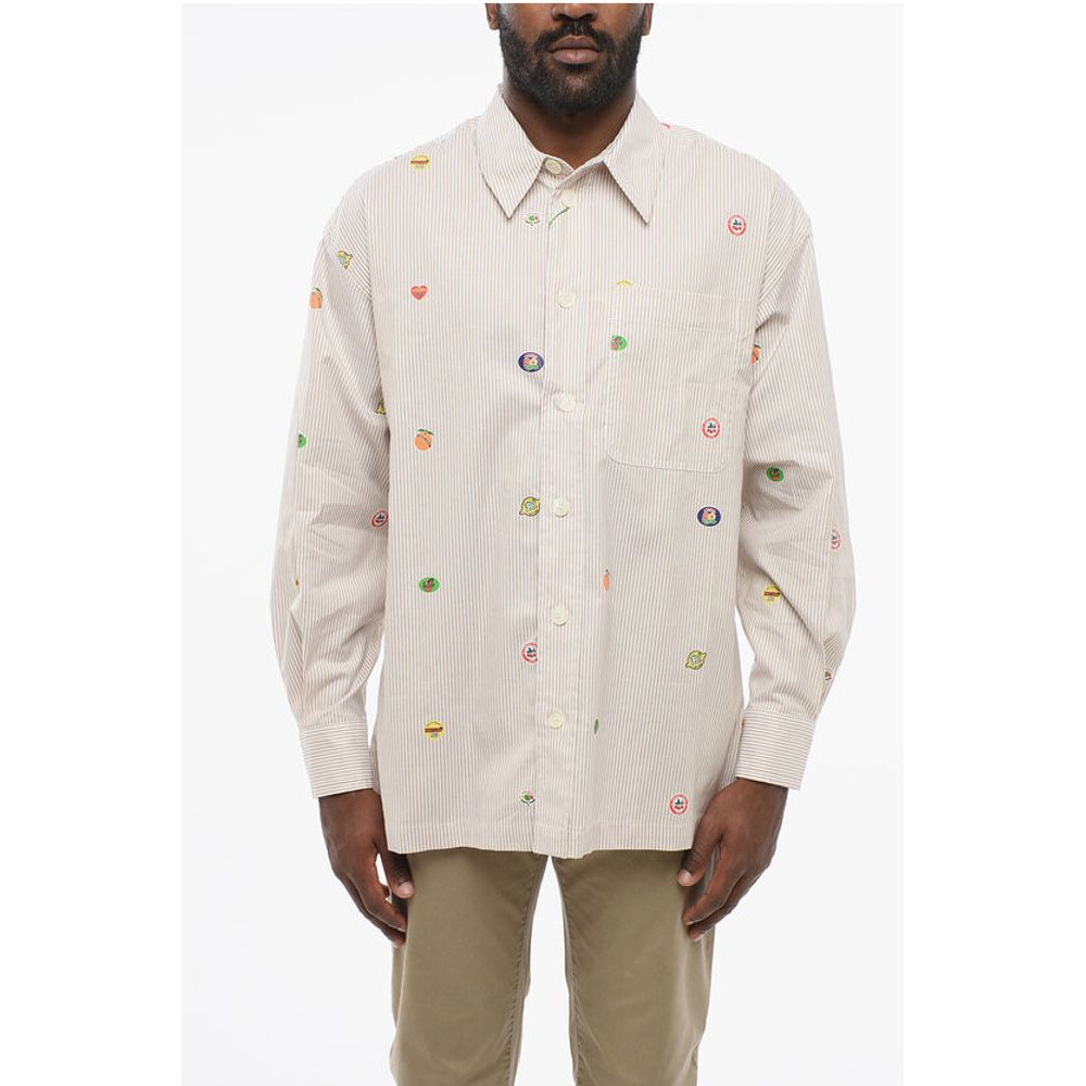 Kenzo Gestreiftes FRUIT STICKERS Baumwollhemd mit Brusttasche