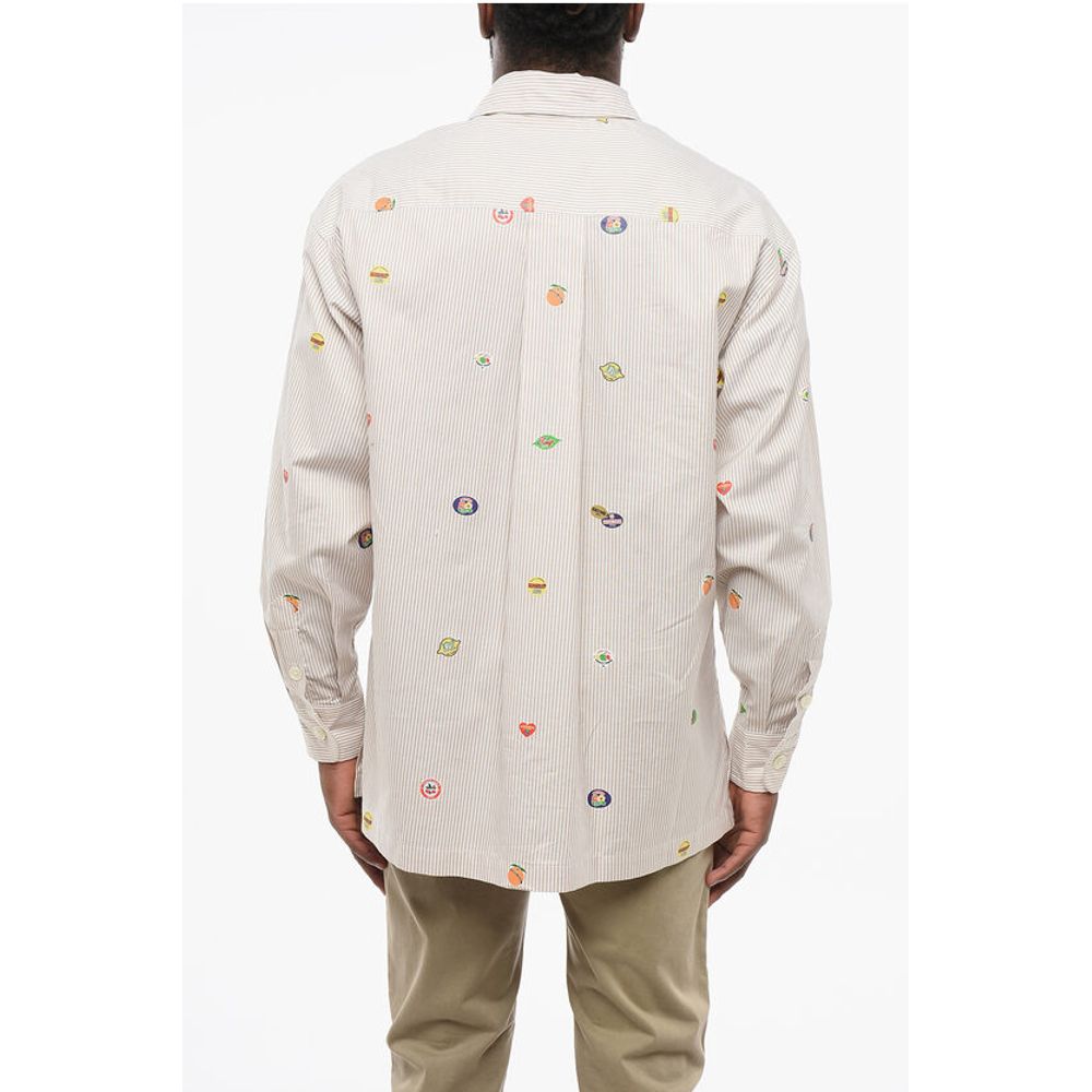Kenzo Gestreiftes FRUIT STICKERS Baumwollhemd mit Brusttasche