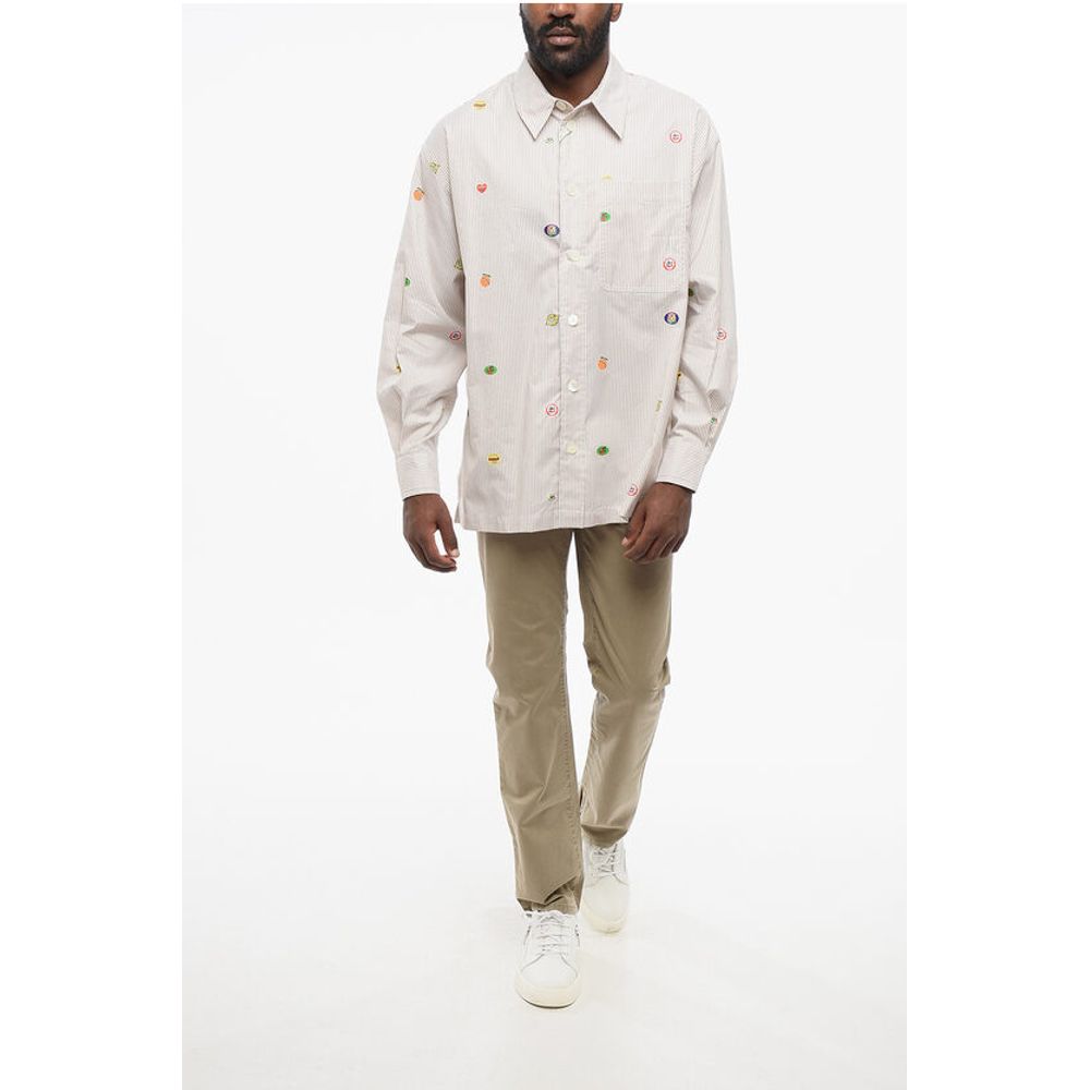 Kenzo Gestreiftes FRUIT STICKERS Baumwollhemd mit Brusttasche