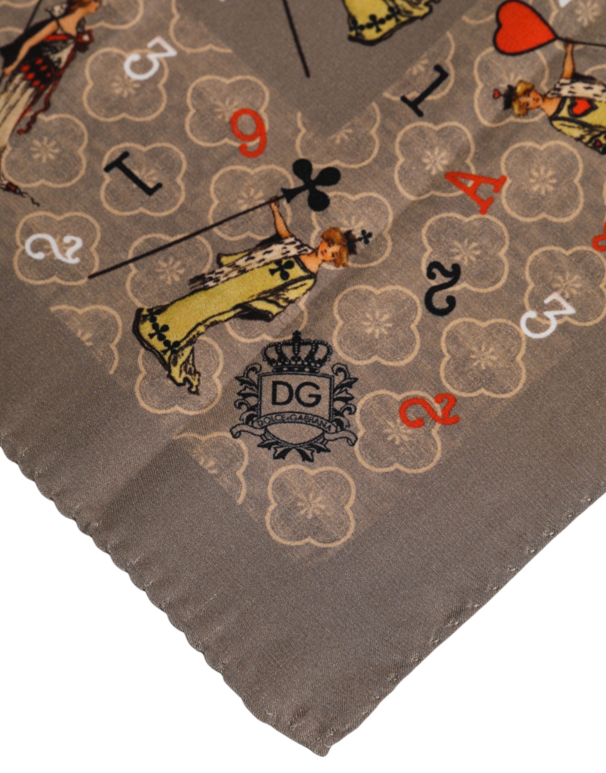 Dolce & Gabbana Brauner Seidenschal mit quadratischem Aufdruck für Männer Foulardschal