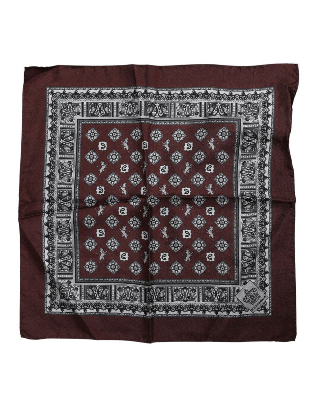 Dolce & Gabbana Bordeaux Bandana Seide Quadratisches Taschentuch Schal